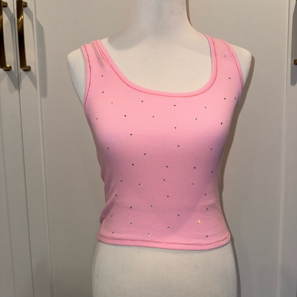 Swarovski x SKIMS Cotton Rib Tank, Bubble Gum, Large, New